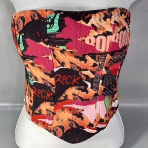 Princess Polly Corset Top Back Stage Strapless Top Rock Graffiti Art Print Wm 4